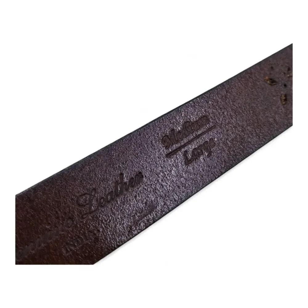 Leather Belt Brown Perforated Leather w/ Brass Buckle Made in India - Size M/L